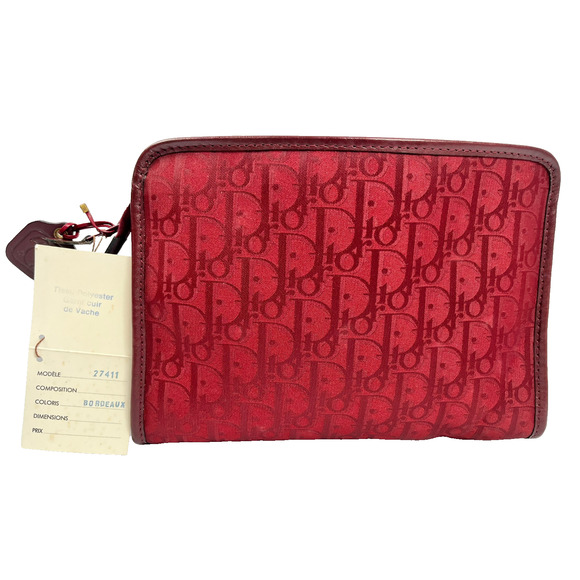 RARE NEW Christian Dior Trotter Clutch Bordeaux With Original Box Early 1970's - Picture 1 of 16